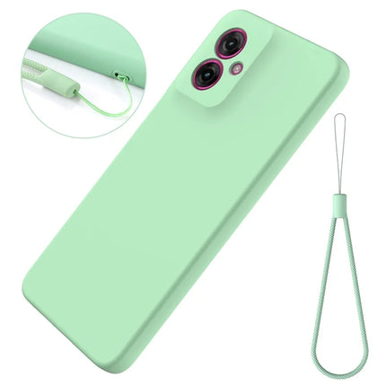 For Motorola Moto G55 5G Case Liquid Silicone Anti-Scratch Phone Cover with Hand Strap