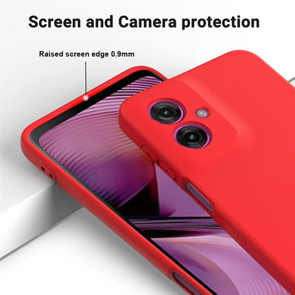 For Motorola Moto G55 5G Case Liquid Silicone Anti-Scratch Phone Cover with Hand Strap