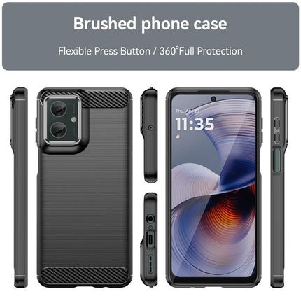 For Motorola Moto G55 5G Case Carbon Fiber Texture TPU Brushed Phone Cover
