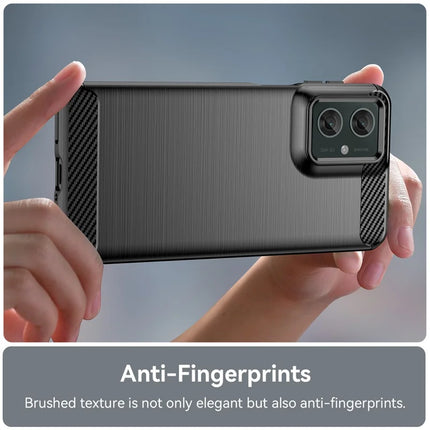 For Motorola Moto G55 5G Case Carbon Fiber Texture TPU Brushed Phone Cover