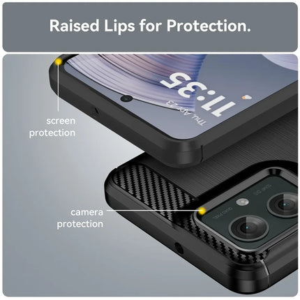 For Motorola Moto G55 5G Case Carbon Fiber Texture TPU Brushed Phone Cover