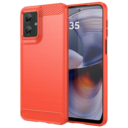 For Motorola Moto G55 5G Case Carbon Fiber Texture TPU Brushed Phone Cover - Red