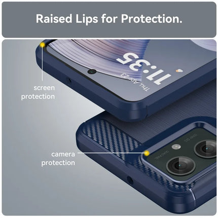 For Motorola Moto G55 5G Case Carbon Fiber Texture TPU Brushed Phone Cover