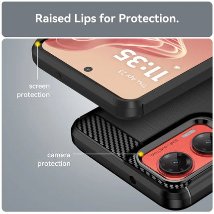For Motorola Moto G35 5G Case Carbon Fiber Texture TPU Brushed Phone Cover