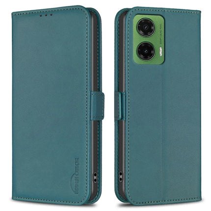 BINFEN COLOR BF31 For Motorola Moto G35 5G Case PU Leather Flip Folio Phone Wallet Cover - Green