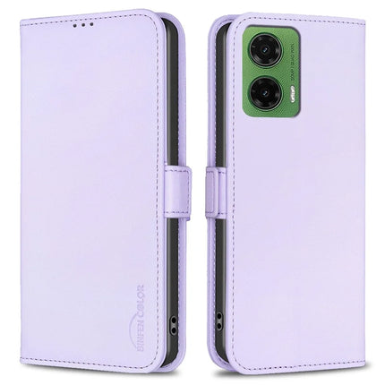 BINFEN COLOR BF31 For Motorola Moto G35 5G Case PU Leather Flip Folio Phone Wallet Cover - Purple