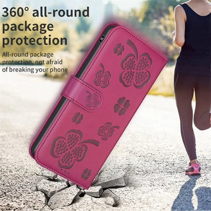 For Motorola Moto G35 5G Case Clover Pattern Wallet Stand View Leather Phone Cover