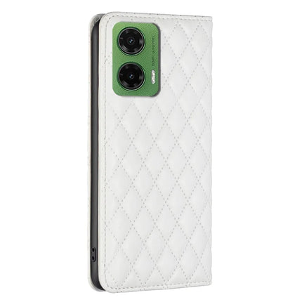 BINFEN COLOR BF Style-16 For Motorola Moto G35 5G Case Card Slots Rhombus Leather Cover