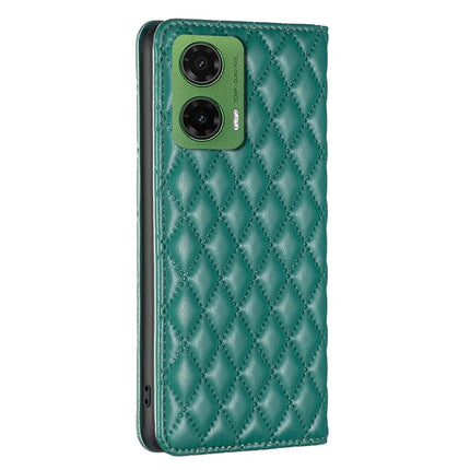 BINFEN COLOR BF Style-16 For Motorola Moto G35 5G Case Card Slots Rhombus Leather Cover