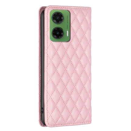 BINFEN COLOR BF Style-16 For Motorola Moto G35 5G Case Card Slots Rhombus Leather Cover
