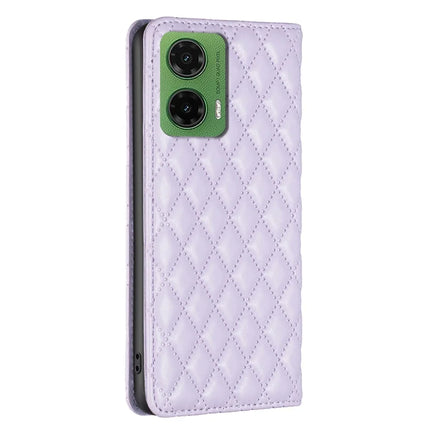 BINFEN COLOR BF Style-16 For Motorola Moto G35 5G Case Card Slots Rhombus Leather Cover