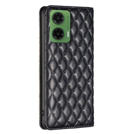 BINFEN COLOR BF Style-16 For Motorola Moto G35 5G Case Card Slots Rhombus Leather Cover