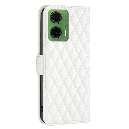BINFEN COLOR BF Style-14 For Motorola Moto G35 5G Case Rhombus Phone Leather Cover Stand