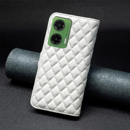 BINFEN COLOR BF Style-14 For Motorola Moto G35 5G Case Rhombus Phone Leather Cover Stand