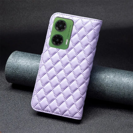 BINFEN COLOR BF Style-14 For Motorola Moto G35 5G Case Rhombus Phone Leather Cover Stand