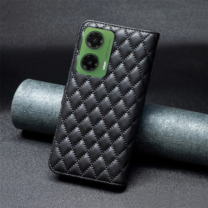 BINFEN COLOR BF Style-14 For Motorola Moto G35 5G Case Rhombus Phone Leather Cover Stand