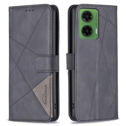 BINFEN COLOR BF05 For Motorola Moto G35 5G Case Leather Phone Cover Wallet Stand - Black