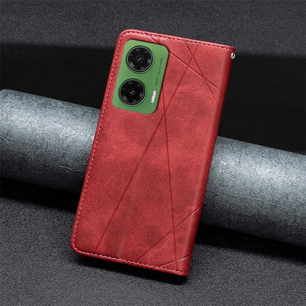For Motorola Moto G35 5G Case Card Slots Geometry Imprint Leather Phone Cover