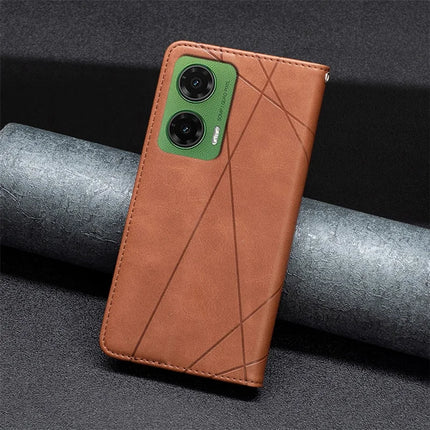 For Motorola Moto G35 5G Case Card Slots Geometry Imprint Leather Phone Cover