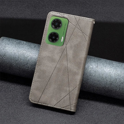For Motorola Moto G35 5G Case Card Slots Geometry Imprint Leather Phone Cover