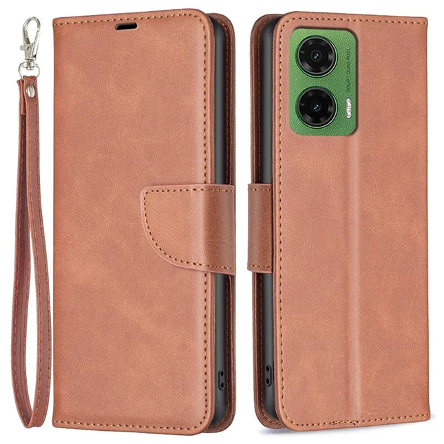 For Motorola Moto G35 5G Case Shockproof PU Leather Cover with Wallet Card Slots - Brown