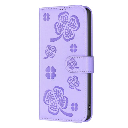 For Motorola Moto G55 5G Case Clover Pattern Wallet Stand View Leather Phone Cover