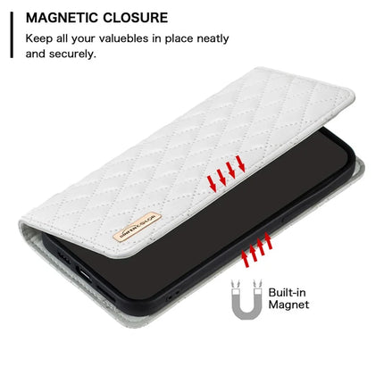 BINFEN COLOR BF Style-16 For Motorola Moto G55 5G Case Card Slots Rhombus Leather Cover