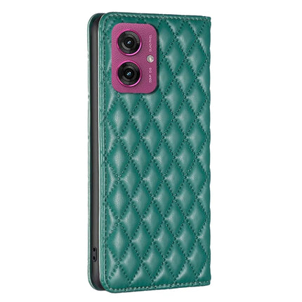 BINFEN COLOR BF Style-16 For Motorola Moto G55 5G Case Card Slots Rhombus Leather Cover