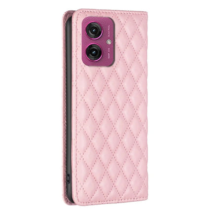 BINFEN COLOR BF Style-16 For Motorola Moto G55 5G Case Card Slots Rhombus Leather Cover