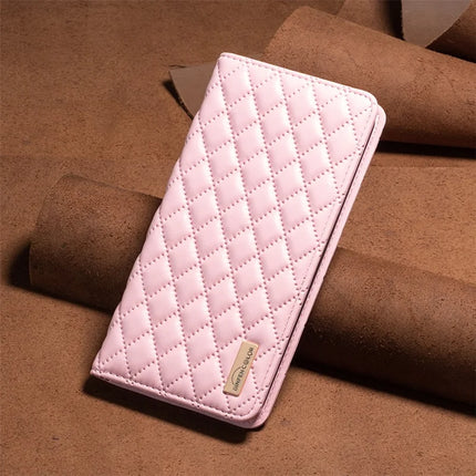 BINFEN COLOR BF Style-16 For Motorola Moto G55 5G Case Card Slots Rhombus Leather Cover