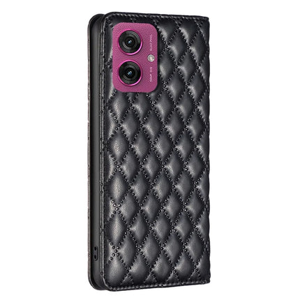BINFEN COLOR BF Style-16 For Motorola Moto G55 5G Case Card Slots Rhombus Leather Cover