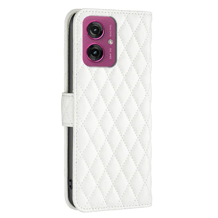 BINFEN COLOR BF Style-14 For Motorola Moto G55 5G Case Rhombus Phone Leather Cover Stand