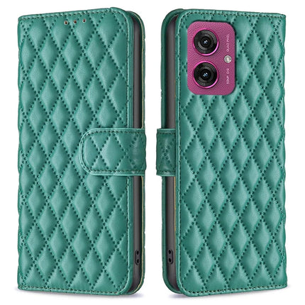 BINFEN COLOR BF Style-14 For Motorola Moto G55 5G Case Rhombus Phone Leather Cover Stand - Green
