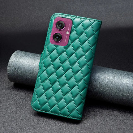 BINFEN COLOR BF Style-14 For Motorola Moto G55 5G Case Rhombus Phone Leather Cover Stand