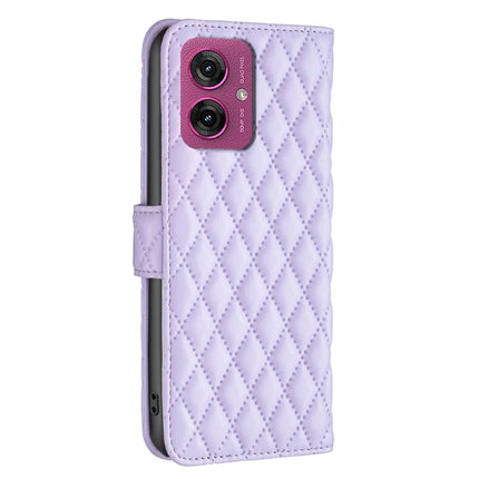 BINFEN COLOR BF Style-14 For Motorola Moto G55 5G Case Rhombus Phone Leather Cover Stand