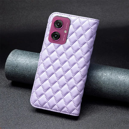 BINFEN COLOR BF Style-14 For Motorola Moto G55 5G Case Rhombus Phone Leather Cover Stand