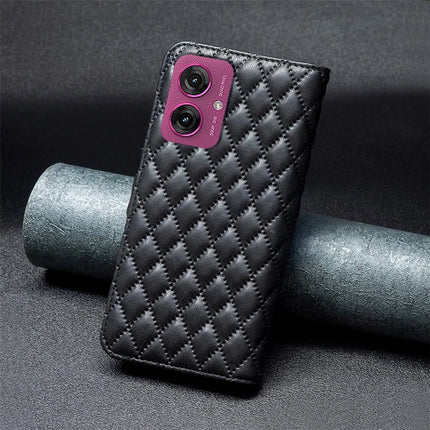 BINFEN COLOR BF Style-14 For Motorola Moto G55 5G Case Rhombus Phone Leather Cover Stand