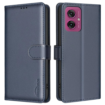 BINFEN COLOR BF32 For Motorola Moto G55 5G Leather Case Wallet RFID Blocking Phone Cover - Blue