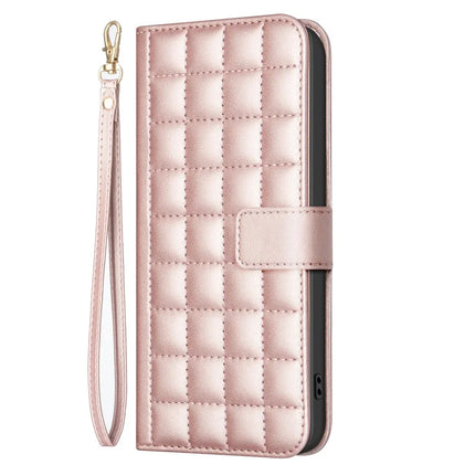 BINFEN COLOR BF34 for Motorola Moto G55 5G Leather Case Wallet Square Grid Phone Cover