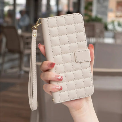 BINFEN COLOR BF34 for Motorola Moto G55 5G Leather Case Wallet Square Grid Phone Cover