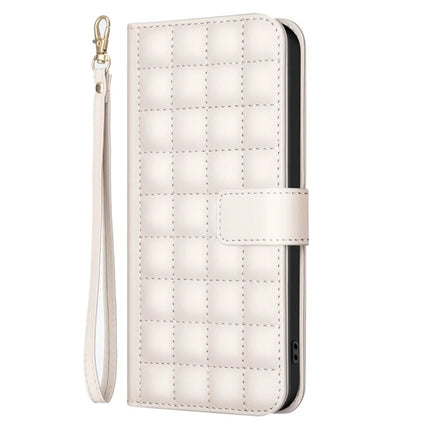 BINFEN COLOR BF34 for Motorola Moto G55 5G Leather Case Wallet Square Grid Phone Cover