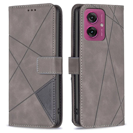 BINFEN COLOR BF05 For Motorola Moto G55 5G Case Leather Phone Cover Wallet Stand - Grey