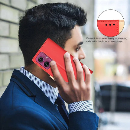 BINFEN COLOR BF33 for Motorola Moto G55 5G Leather Case Splicing Color RFID Blocking