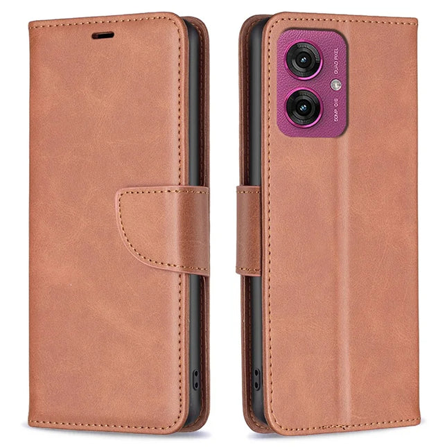 For Motorola Moto G55 5G Case Shockproof PU Leather Cover with Wallet Card Slots - Brown
