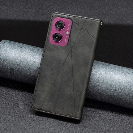 For Motorola Moto G55 5G Case Card Slots Geometry Imprint Leather Phone Cover