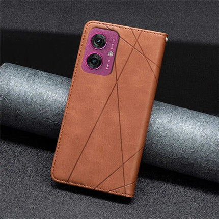 For Motorola Moto G55 5G Case Card Slots Geometry Imprint Leather Phone Cover