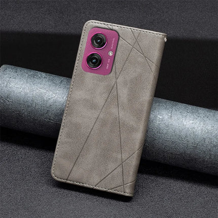 For Motorola Moto G55 5G Case Card Slots Geometry Imprint Leather Phone Cover