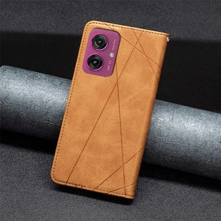 For Motorola Moto G55 5G Case Card Slots Geometry Imprint Leather Phone Cover