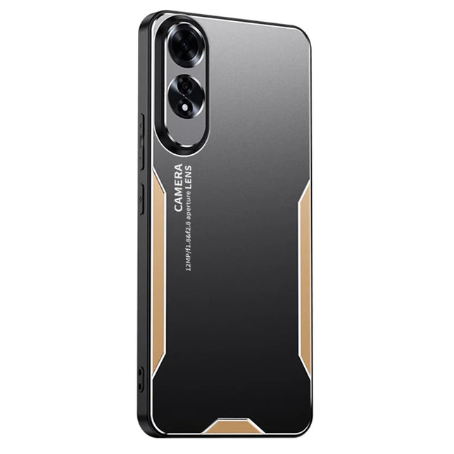 For Oppo A60 4G Phone Case Aluminium Alloy TPU PC Back Cover - Gold