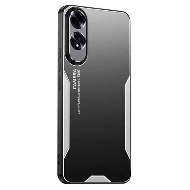 For Oppo A60 4G Phone Case Aluminium Alloy TPU PC Back Cover - Silver